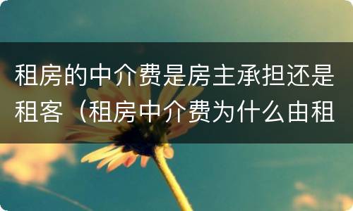 租房的中介费是房主承担还是租客（租房中介费为什么由租房方承担）