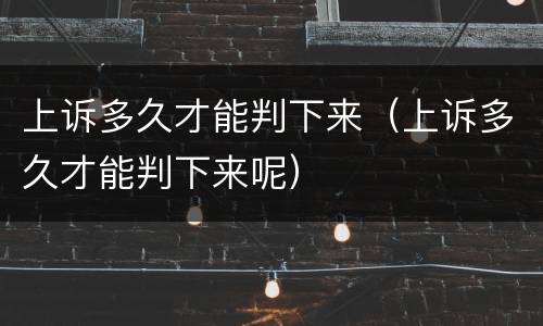 上诉多久才能判下来（上诉多久才能判下来呢）