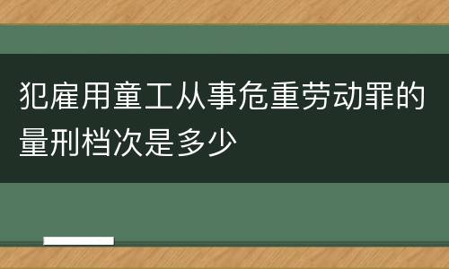 犯雇用童工从事危重劳动罪的量刑档次是多少
