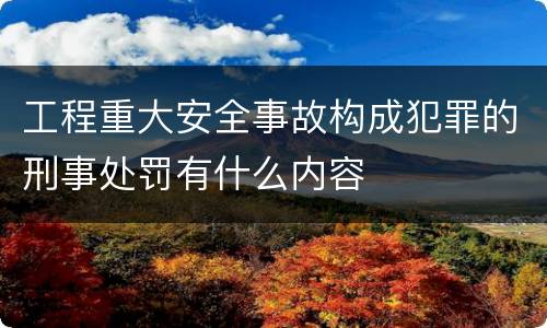 工程重大安全事故构成犯罪的刑事处罚有什么内容