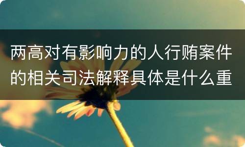 两高对有影响力的人行贿案件的相关司法解释具体是什么重要内容