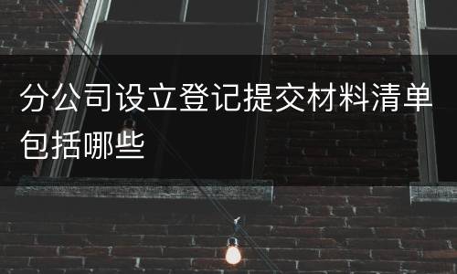 分公司设立登记提交材料清单包括哪些
