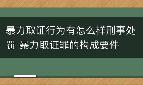 暴力取证行为有怎么样刑事处罚 暴力取证罪的构成要件