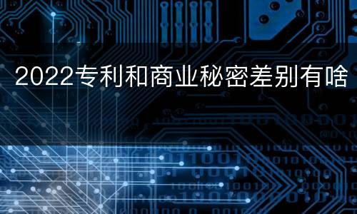 2022专利和商业秘密差别有啥