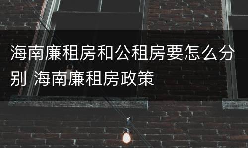海南廉租房和公租房要怎么分别 海南廉租房政策
