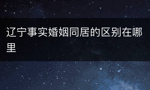 辽宁事实婚姻同居的区别在哪里