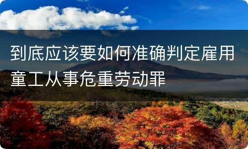 到底应该要如何准确判定雇用童工从事危重劳动罪