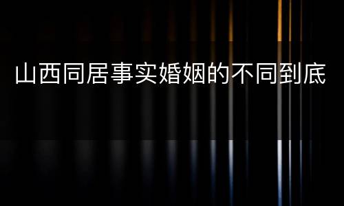 山西同居事实婚姻的不同到底
