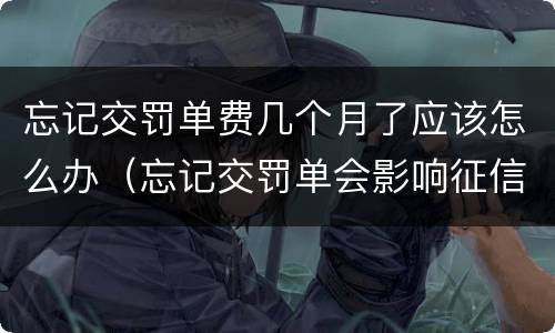 忘记交罚单费几个月了应该怎么办（忘记交罚单会影响征信吗）