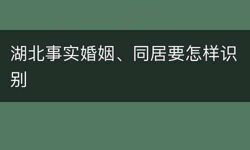 湖北事实婚姻、同居要怎样识别