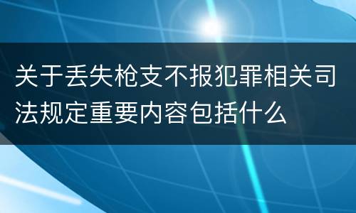 关于丢失枪支不报犯罪相关司法规定重要内容包括什么