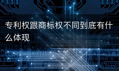 专利权跟商标权不同到底有什么体现