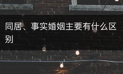 同居、事实婚姻主要有什么区别