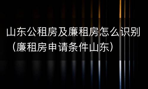 山东公租房及廉租房怎么识别（廉租房申请条件山东）