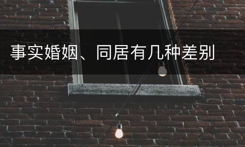 事实婚姻、同居有几种差别