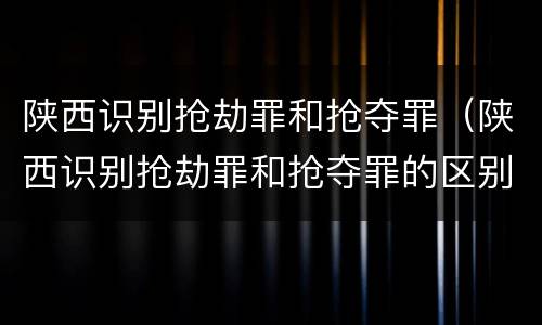 陕西识别抢劫罪和抢夺罪（陕西识别抢劫罪和抢夺罪的区别）