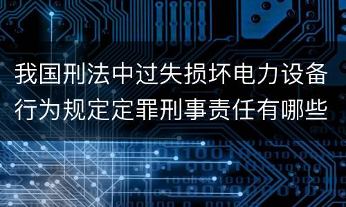 我国刑法中过失损坏电力设备行为规定定罪刑事责任有哪些