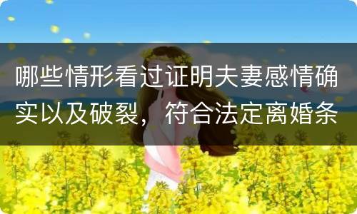 哪些情形看过证明夫妻感情确实以及破裂，符合法定离婚条件