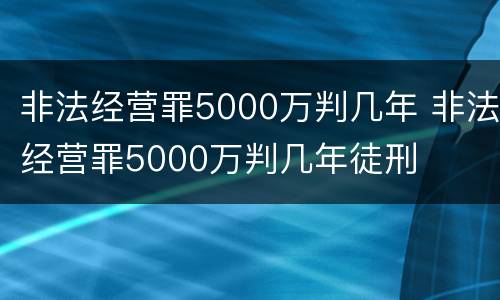 非法经营罪5000万判几年 非法经营罪5000万判几年徒刑