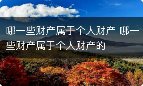 哪一些财产属于个人财产 哪一些财产属于个人财产的