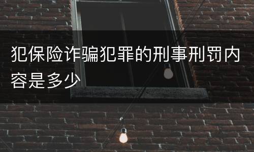 犯保险诈骗犯罪的刑事刑罚内容是多少
