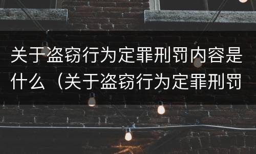 关于盗窃行为定罪刑罚内容是什么（关于盗窃行为定罪刑罚内容是什么意思）