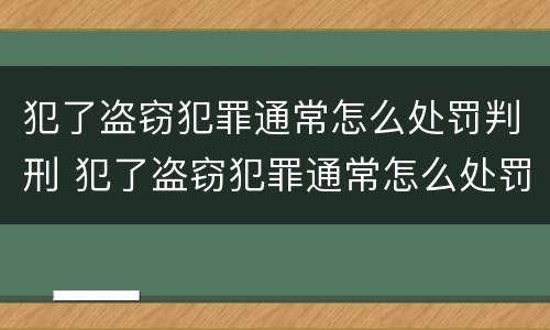 犯了盗窃犯罪通常怎么处罚判刑 犯了盗窃犯罪通常怎么处罚判刑多久