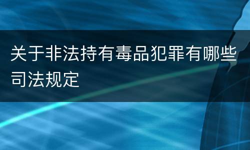关于非法持有毒品犯罪有哪些司法规定