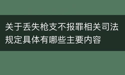 关于丢失枪支不报罪相关司法规定具体有哪些主要内容