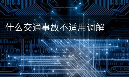 什么交通事故不适用调解