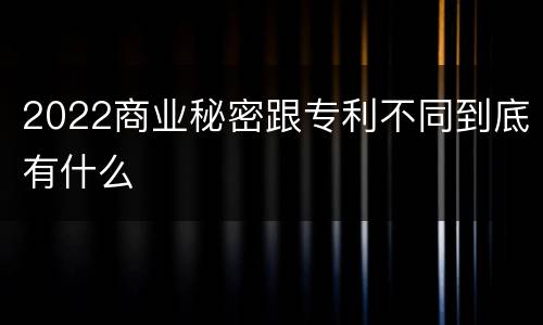 2022商业秘密跟专利不同到底有什么