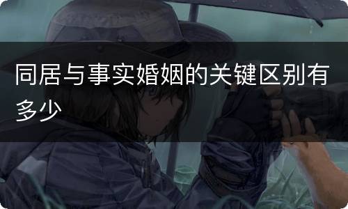 同居与事实婚姻的关键区别有多少