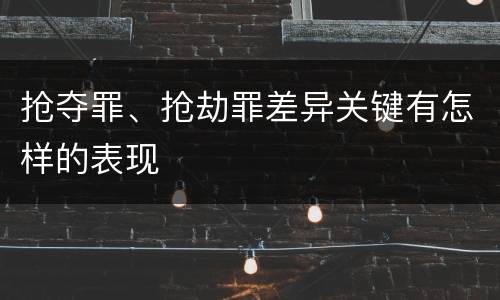 抢夺罪、抢劫罪差异关键有怎样的表现