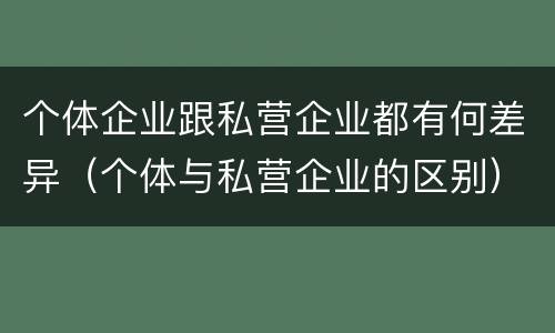 个体企业跟私营企业都有何差异（个体与私营企业的区别）