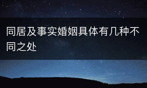 同居及事实婚姻具体有几种不同之处