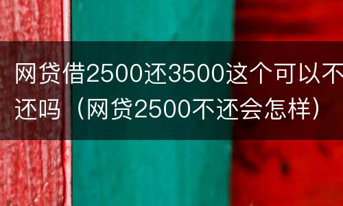 网贷借2500还3500这个可以不还吗（网贷2500不还会怎样）