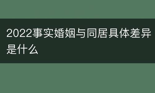 2022事实婚姻与同居具体差异是什么