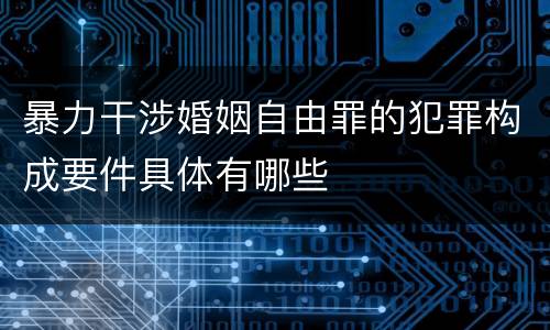 暴力干涉婚姻自由罪的犯罪构成要件具体有哪些