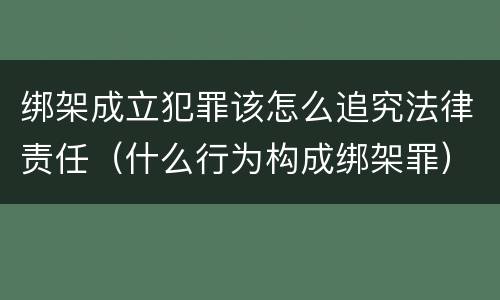 绑架成立犯罪该怎么追究法律责任（什么行为构成绑架罪）