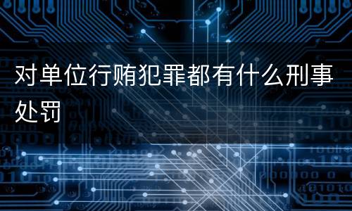对单位行贿犯罪都有什么刑事处罚