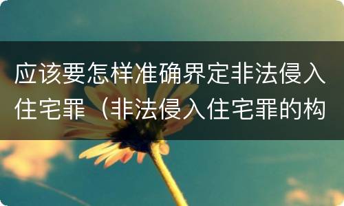 应该要怎样准确界定非法侵入住宅罪（非法侵入住宅罪的构成要件）