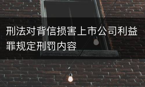 刑法对背信损害上市公司利益罪规定刑罚内容