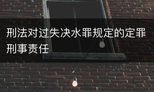 刑法对过失决水罪规定的定罪刑事责任