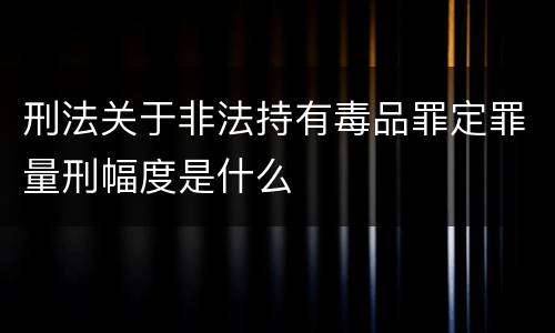 刑法关于非法持有毒品罪定罪量刑幅度是什么