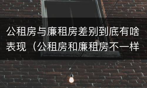 公租房与廉租房差别到底有啥表现（公租房和廉租房不一样吗）