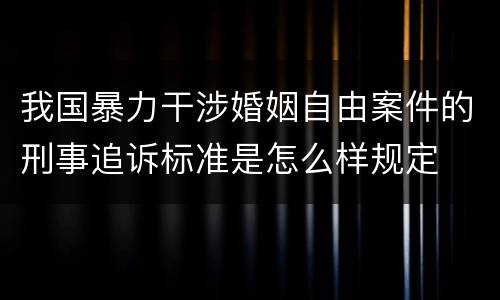 我国暴力干涉婚姻自由案件的刑事追诉标准是怎么样规定