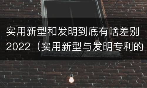 实用新型和发明到底有啥差别2022（实用新型与发明专利的区别有哪些）