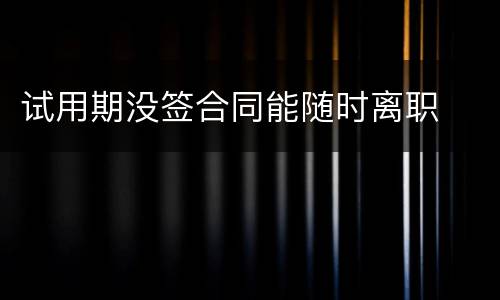 试用期没签合同能随时离职