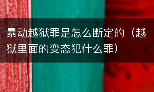 暴动越狱罪是怎么断定的（越狱里面的变态犯什么罪）