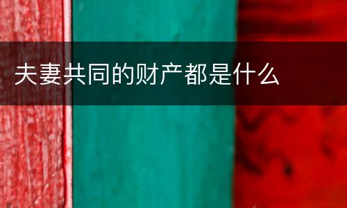 夫妻共同的财产都是什么